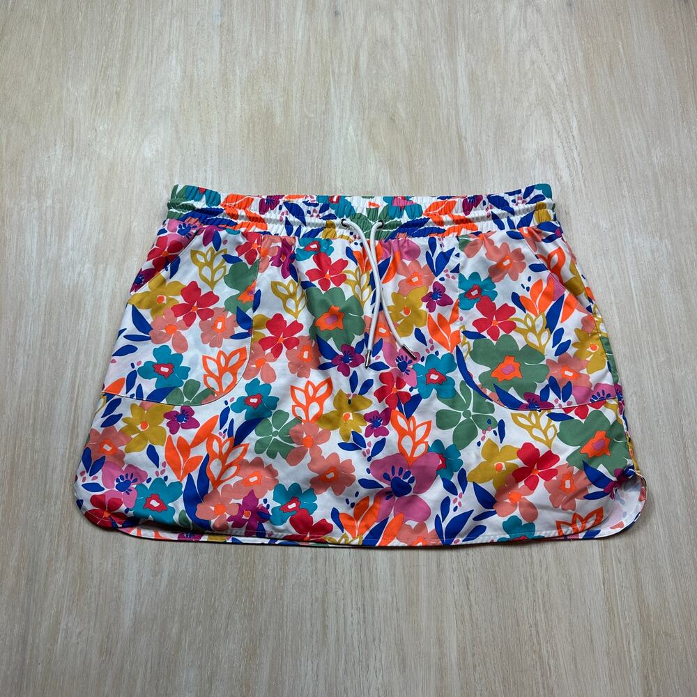 St Johns Bay Floral Active Skort Drawstring Pockets Golf Tennis Multicolor XL